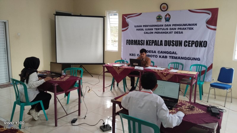 Ujian Pengisian Perangkat Desa Canggal Formasi Kadus Cepoko Digelar di Kantor Desa